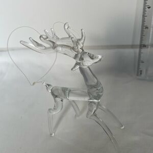 Elegant Clear Glass Reindeer Ornament